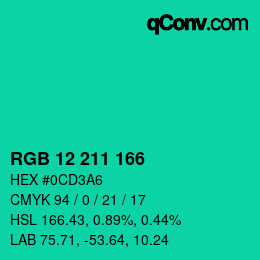 Color code: RGB 12 211 166 | qconv.com