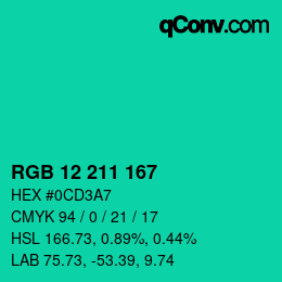 Color code: RGB 12 211 167 | qconv.com