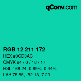 Color code: RGB 12 211 172 | qconv.com