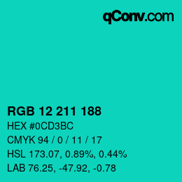 Color code: RGB 12 211 188 | qconv.com