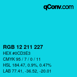 Color code: RGB 12 211 227 | qconv.com