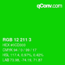Color code: RGB 12 211 3 | qconv.com