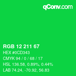 Color code: RGB 12 211 67 | qconv.com
