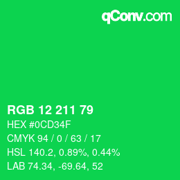 Color code: RGB 12 211 79 | qconv.com
