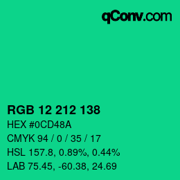 Color code: RGB 12 212 138 | qconv.com