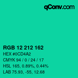 Color code: RGB 12 212 162 | qconv.com