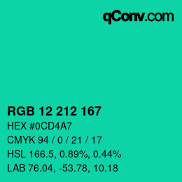 Color code: RGB 12 212 167 | qconv.com