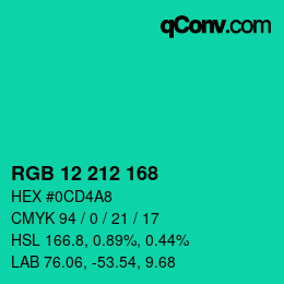 Color code: RGB 12 212 168 | qconv.com
