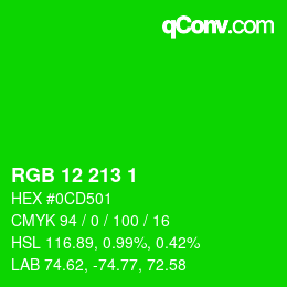 Color code: RGB 12 213 1 | qconv.com
