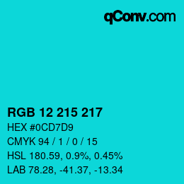 Color code: RGB 12 215 217 | qconv.com