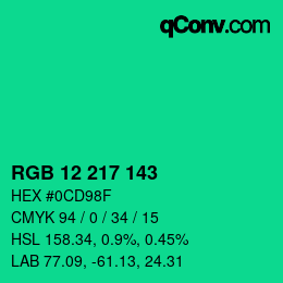 Color code: RGB 12 217 143 | qconv.com