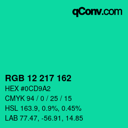 Color code: RGB 12 217 162 | qconv.com