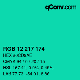 Color code: RGB 12 217 174 | qconv.com