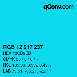 Color code: RGB 12 217 237 | qconv.com