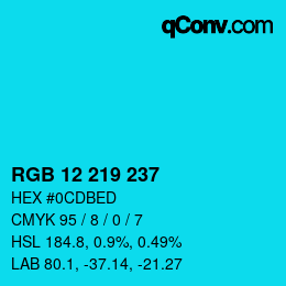 Color code: RGB 12 219 237 | qconv.com