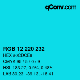 Color code: RGB 12 220 232 | qconv.com