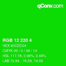 颜色代码: RGB 12 220 4 | qconv.com