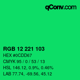 カラーコード: RGB 12 221 103 | qconv.com