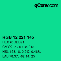 カラーコード: RGB 12 221 145 | qconv.com