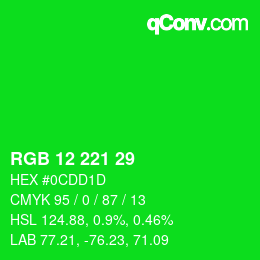 Color code: RGB 12 221 29 | qconv.com
