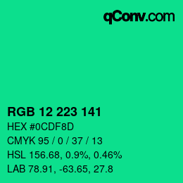 Color code: RGB 12 223 141 | qconv.com