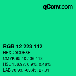 Color code: RGB 12 223 142 | qconv.com