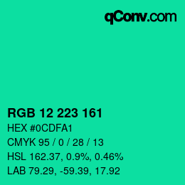 Color code: RGB 12 223 161 | qconv.com