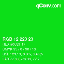 Color code: RGB 12 223 23 | qconv.com