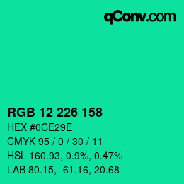 Color code: RGB 12 226 158 | qconv.com