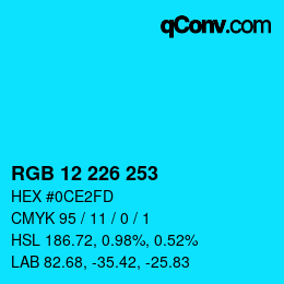 Color code: RGB 12 226 253 | qconv.com