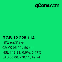 Color code: RGB 12 228 114 | qconv.com