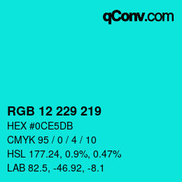 Color code: RGB 12 229 219 | qconv.com