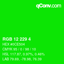 Color code: RGB 12 229 4 | qconv.com