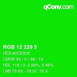 Color code: RGB 12 229 5 | qconv.com