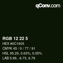 Color code: RGB 12 22 5 | qconv.com