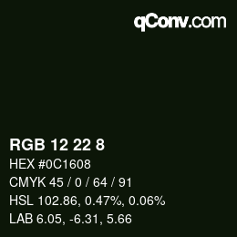 カラーコード: RGB 12 22 8 | qconv.com