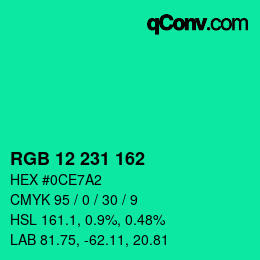 Color code: RGB 12 231 162 | qconv.com
