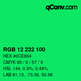 Color code: RGB 12 232 100 | qconv.com