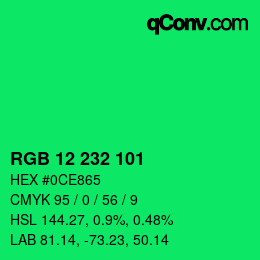 Color code: RGB 12 232 101 | qconv.com