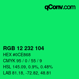 Color code: RGB 12 232 104 | qconv.com