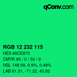 Color code: RGB 12 232 115 | qconv.com