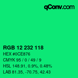 Color code: RGB 12 232 118 | qconv.com