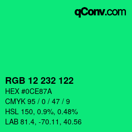Color code: RGB 12 232 122 | qconv.com