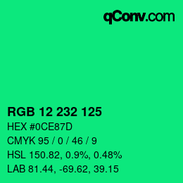 Color code: RGB 12 232 125 | qconv.com