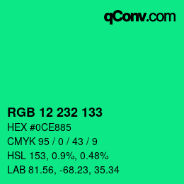 Color code: RGB 12 232 133 | qconv.com