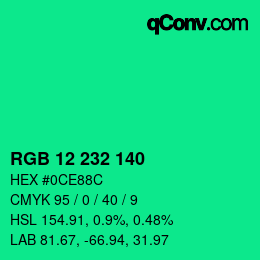 Color code: RGB 12 232 140 | qconv.com