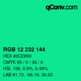 Color code: RGB 12 232 144 | qconv.com
