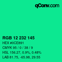 Color code: RGB 12 232 145 | qconv.com