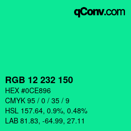 Color code: RGB 12 232 150 | qconv.com