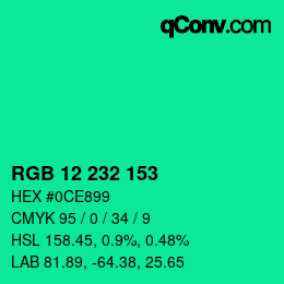 Color code: RGB 12 232 153 | qconv.com